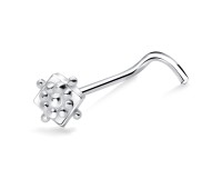  Square With Ball Silver Nose Stud NSKB-1257